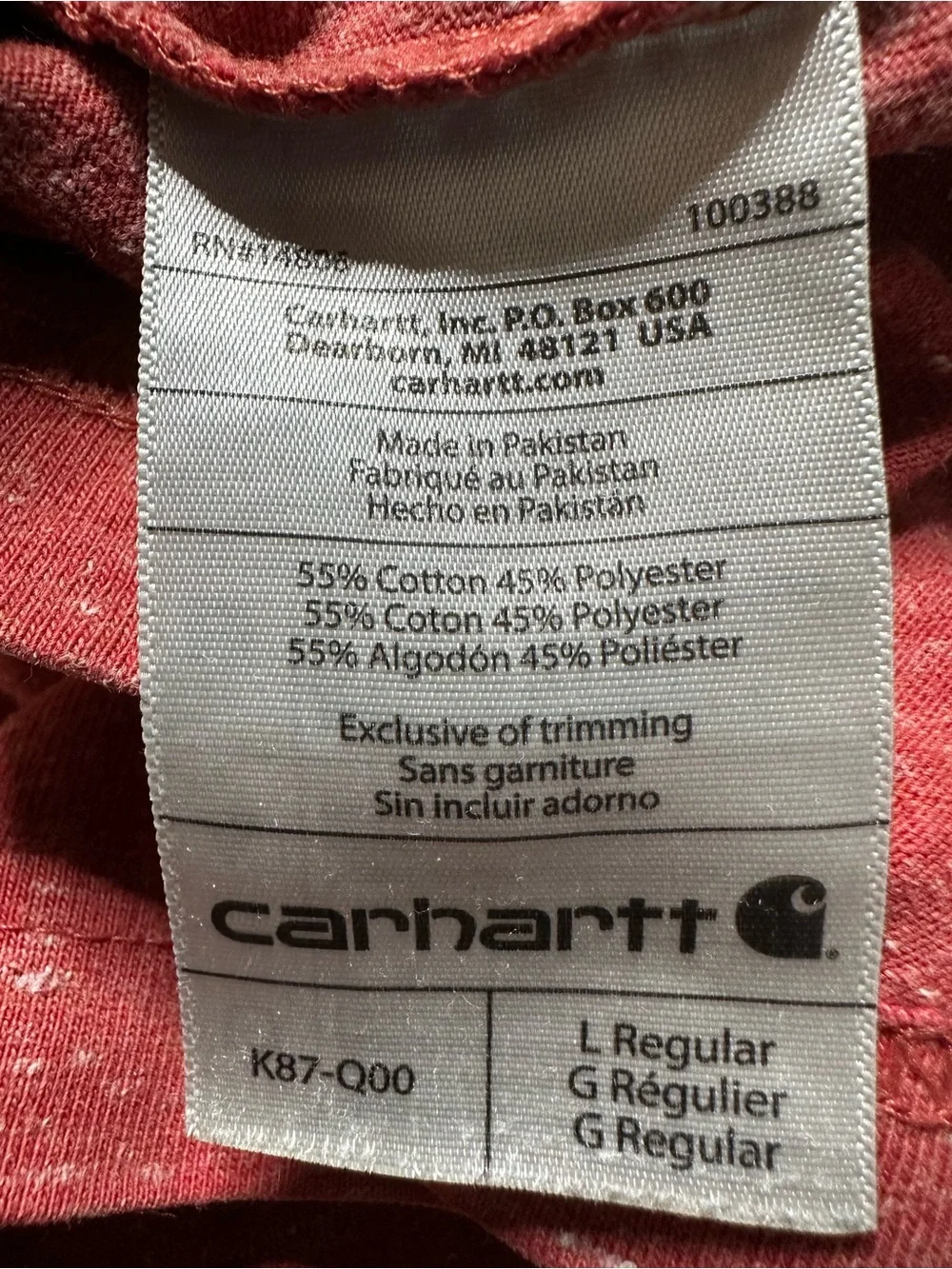 Carhartt Men's Heathered Red Short Sleeve Pocket Tee